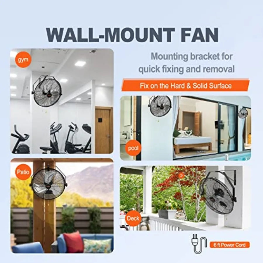18 Inch Wall Mount Fan, 3-speed IP44 Waterproof Fan, Max. 4150 CFM Wall Mounted for Outdoor, Commercial, Residential, Greenhous