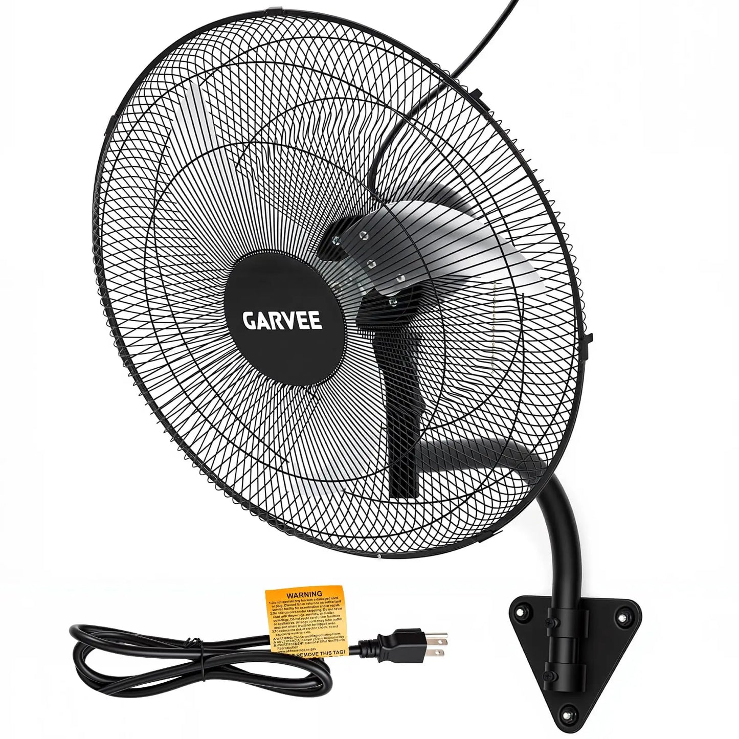 High Velocity Oscillating Wall Mount Fan, 3500 CFM 3-Speed Heavy Duty Industrial Shop Fan with 90° Oscillation & 30° Adjustable