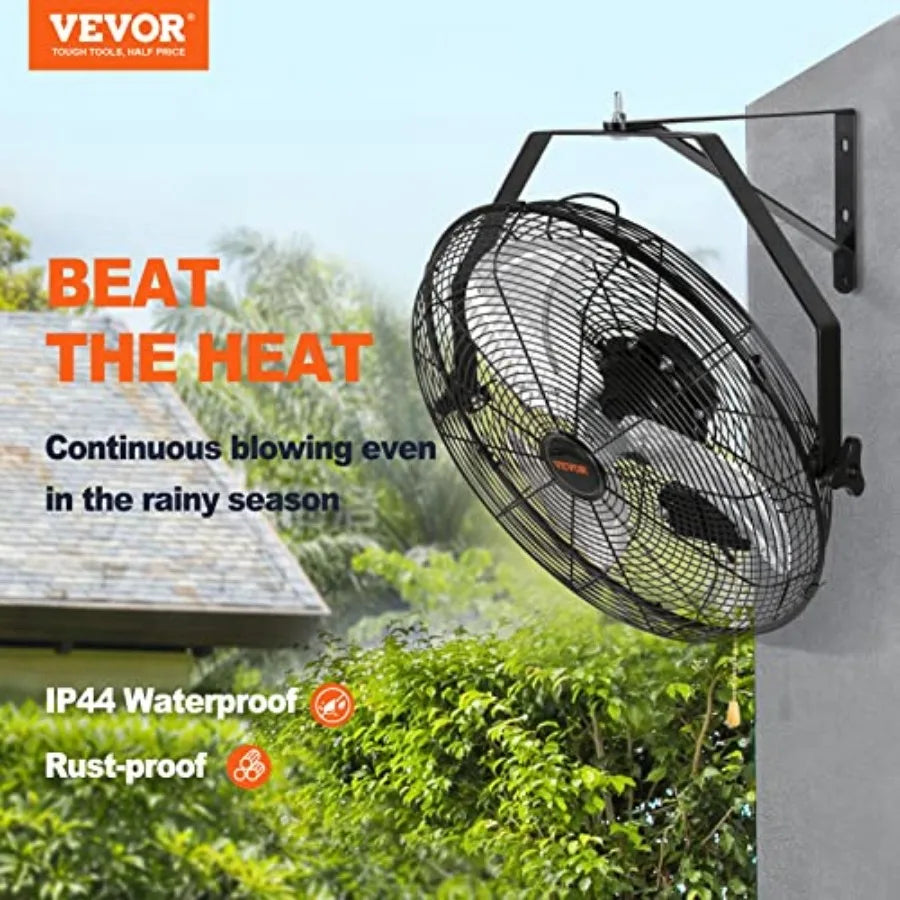 18 Inch Wall Mount Fan, 3-speed IP44 Waterproof Fan, Max. 4150 CFM Wall Mounted for Outdoor, Commercial, Residential, Greenhous
