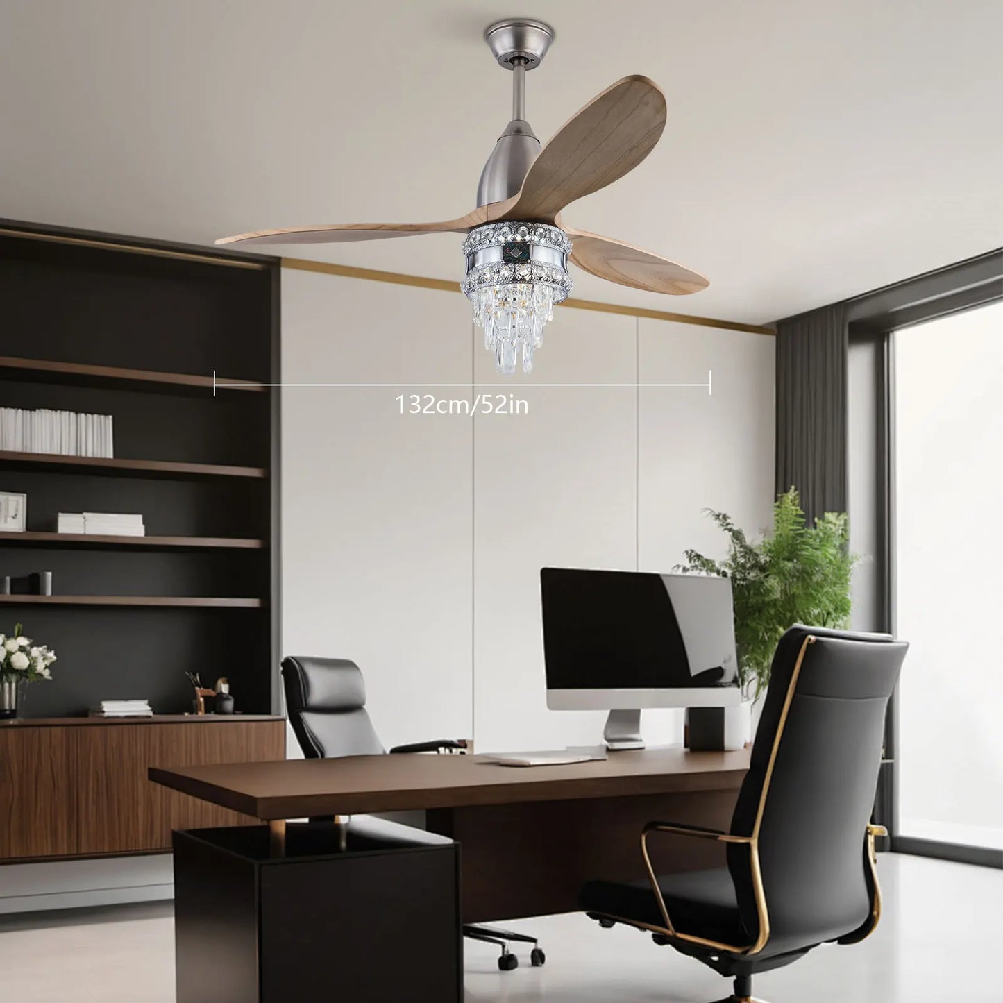 52 Inch Fan Pendant Light Ceiling Fan, Ceiling Fan with Remote Control,Flush Mount Ceiling Fan for Living Room,Dining Room,Hotel