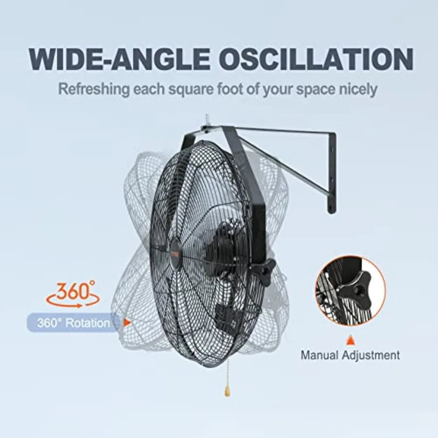 18 Inch Wall Mount Fan, 3-speed IP44 Waterproof Fan, Max. 4150 CFM Wall Mounted for Outdoor, Commercial, Residential, Greenhous